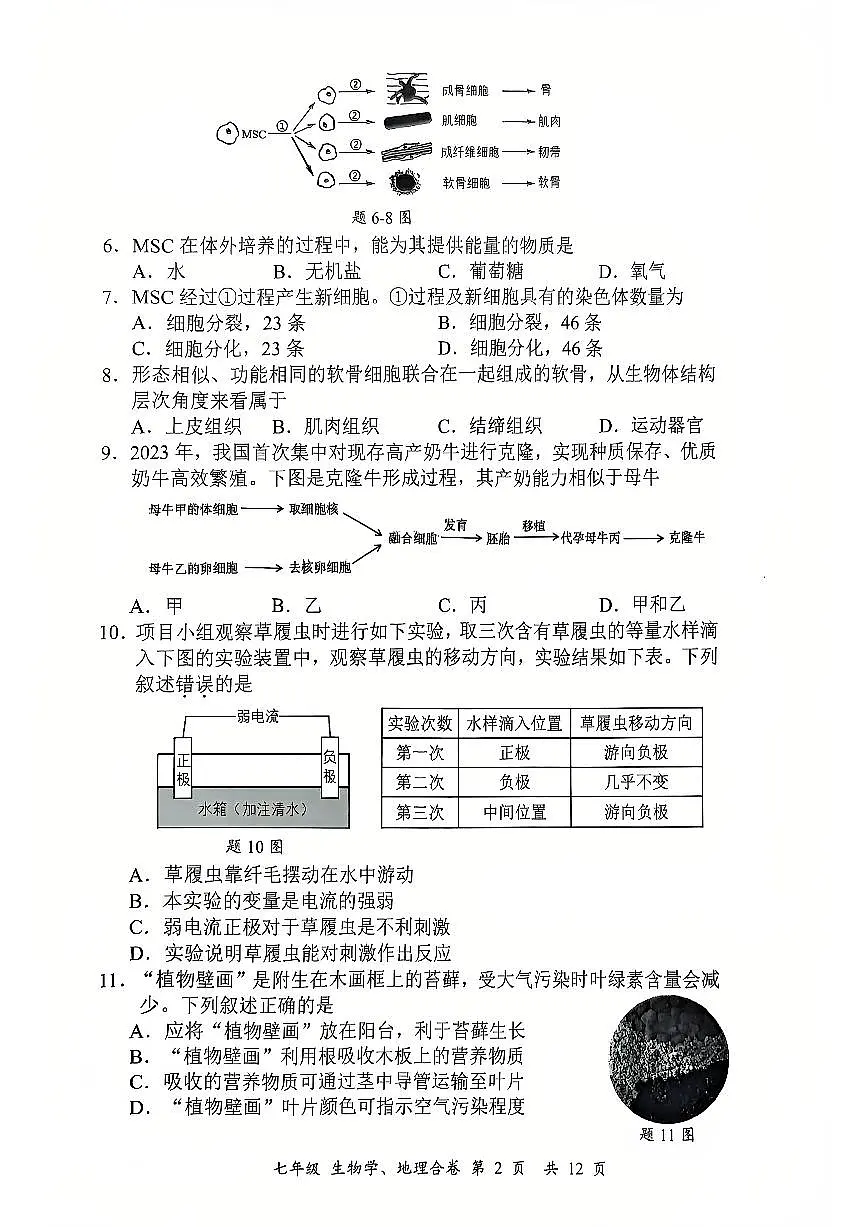 2024-2025学年深圳市宝安区七年级上学期期末生物、地理合卷第2页