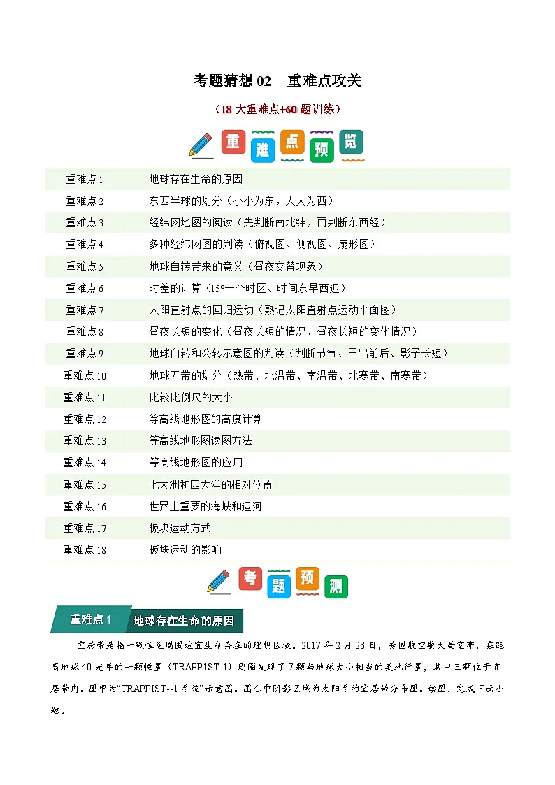 考题猜想02 重难点攻关（18大重难点+60题训练）（解析版）第1页
