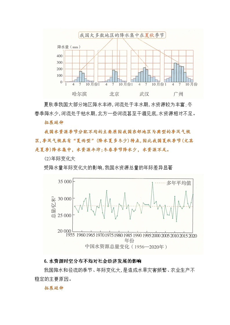 第三单元第二节水资源（word）八上地理人教版2025-2026学年同步知识点课学案知识点+习题（原卷版）第3页