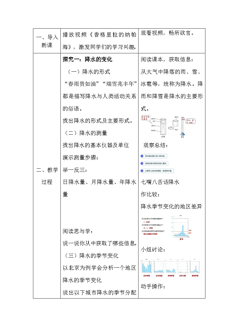 人教版（2024）七年级上册地理4.3降水的变化与分布 教案【表格式】第2页