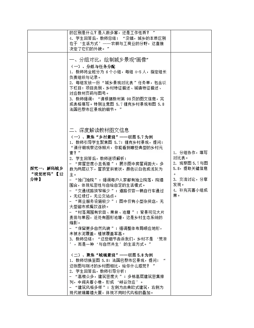 《第五章 居民与文化：2 城镇与乡村》教学设计（表格版）-2025-2026学年人教版（2024）地理七年级上册第3页