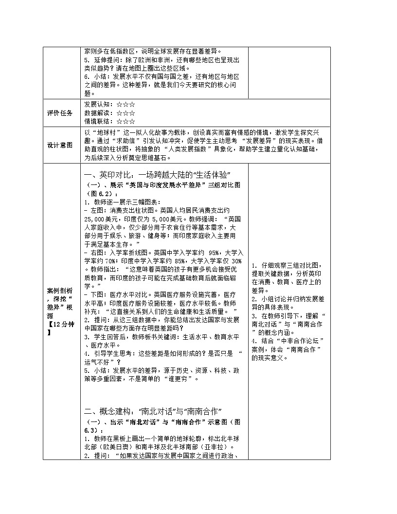 《第六章 发展与合作》教学设计（表格版）-2025-2026学年人教版（2024）地理七年级上册第3页
