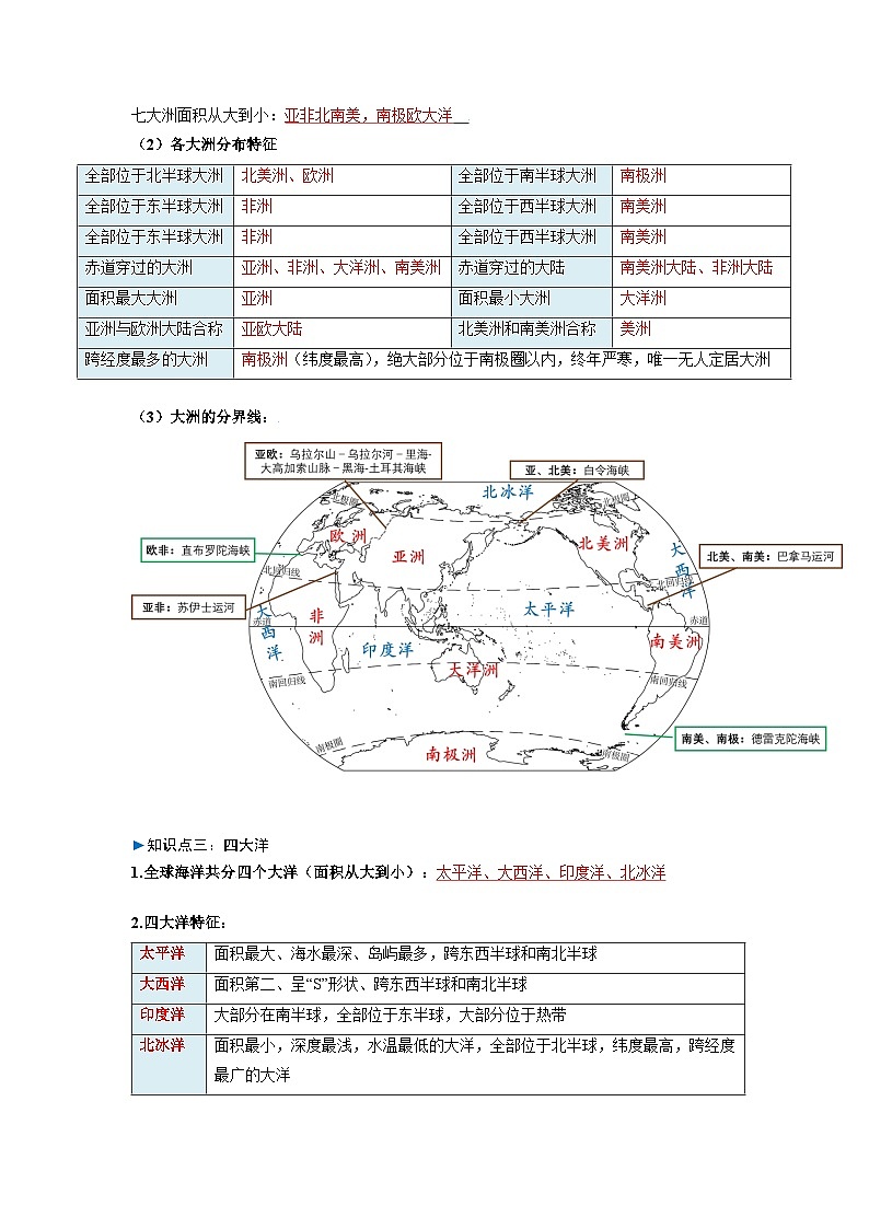 3.1第一节 大洲和大洋（分层作业）（解析版）2025-2026学年度初中地理人教版（2024）七年级上册 第三章 陆地和海洋第2页