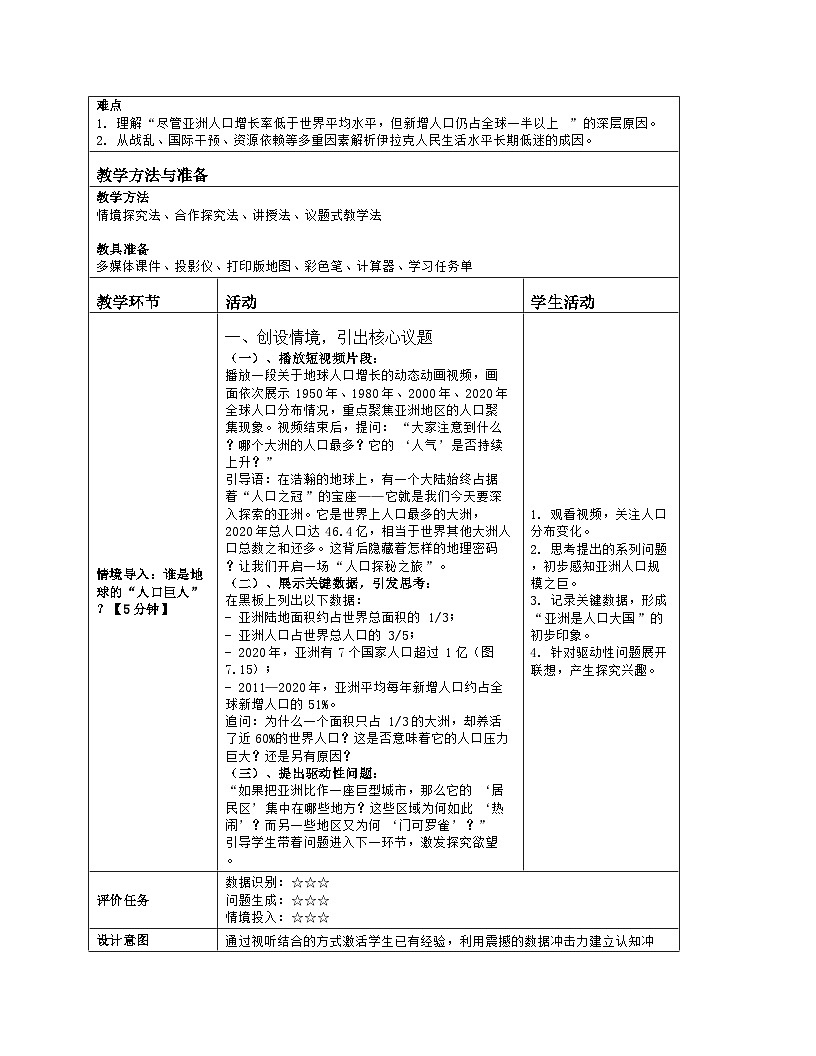 《第七章 我们生活的大洲——亚洲：2 人文环境》教学设计（表格版）-2025-2026学年人教版（2024）地理七年级下册第2页