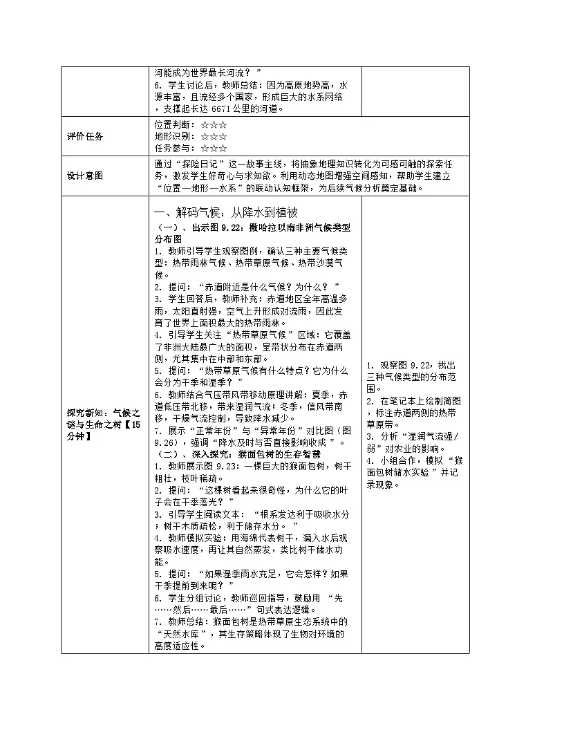 《第九章 东半球其他的地区和国家：3 撒哈拉以南非洲》教学设计（表格版）-2025-2026学年人教版（2024）地理七年级下册第3页