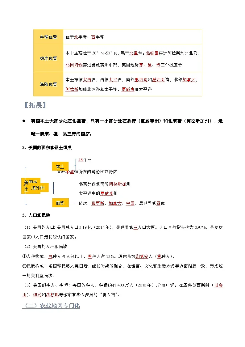 第十章 西半球的国家【知识清单】初中地理人教版（2024）七年级下册（答案版）第3页