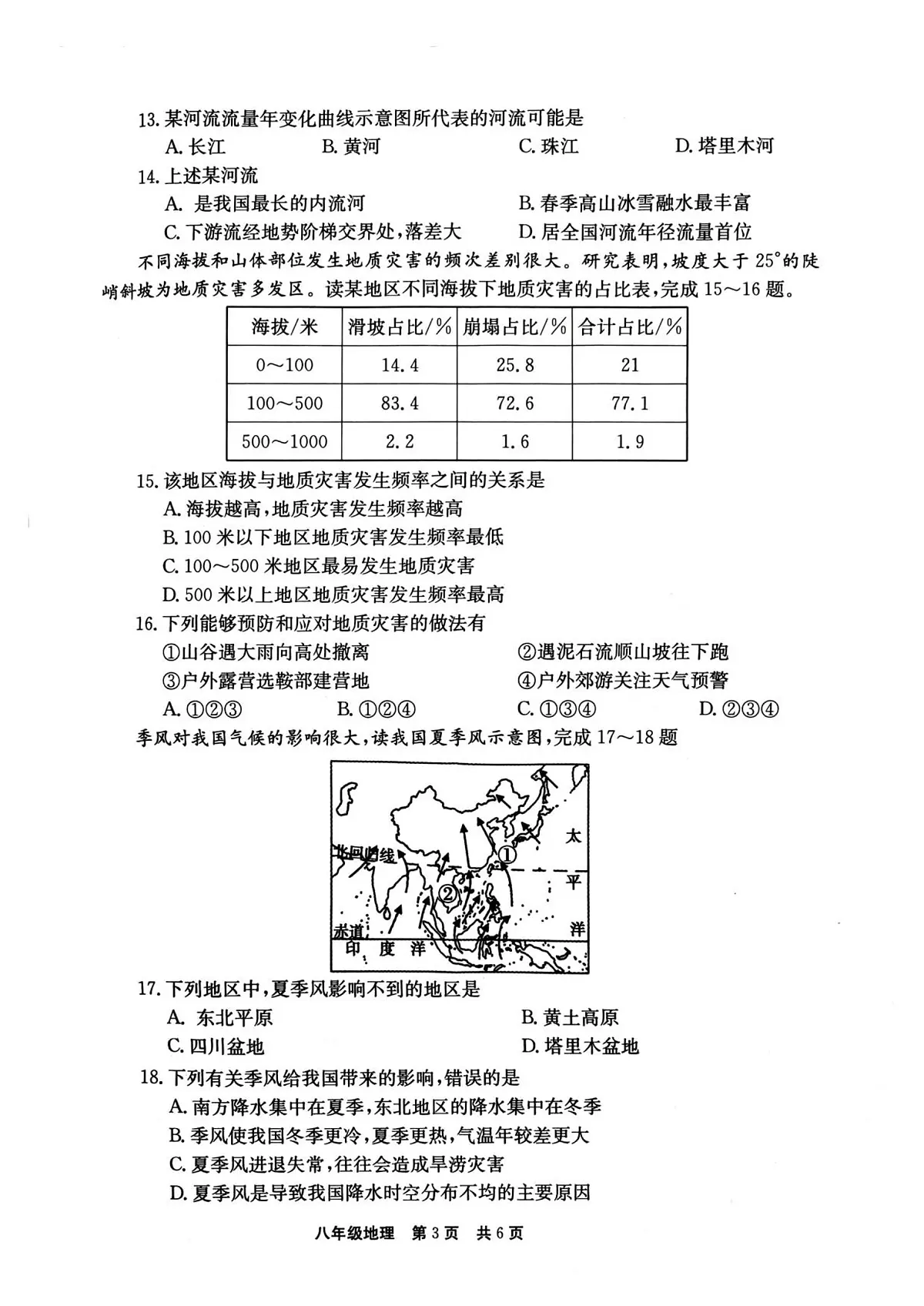 河南省新乡市辉县市文昌中学等校2025-2026学年八年级上学期期中 地理试题（PDF版）第3页
