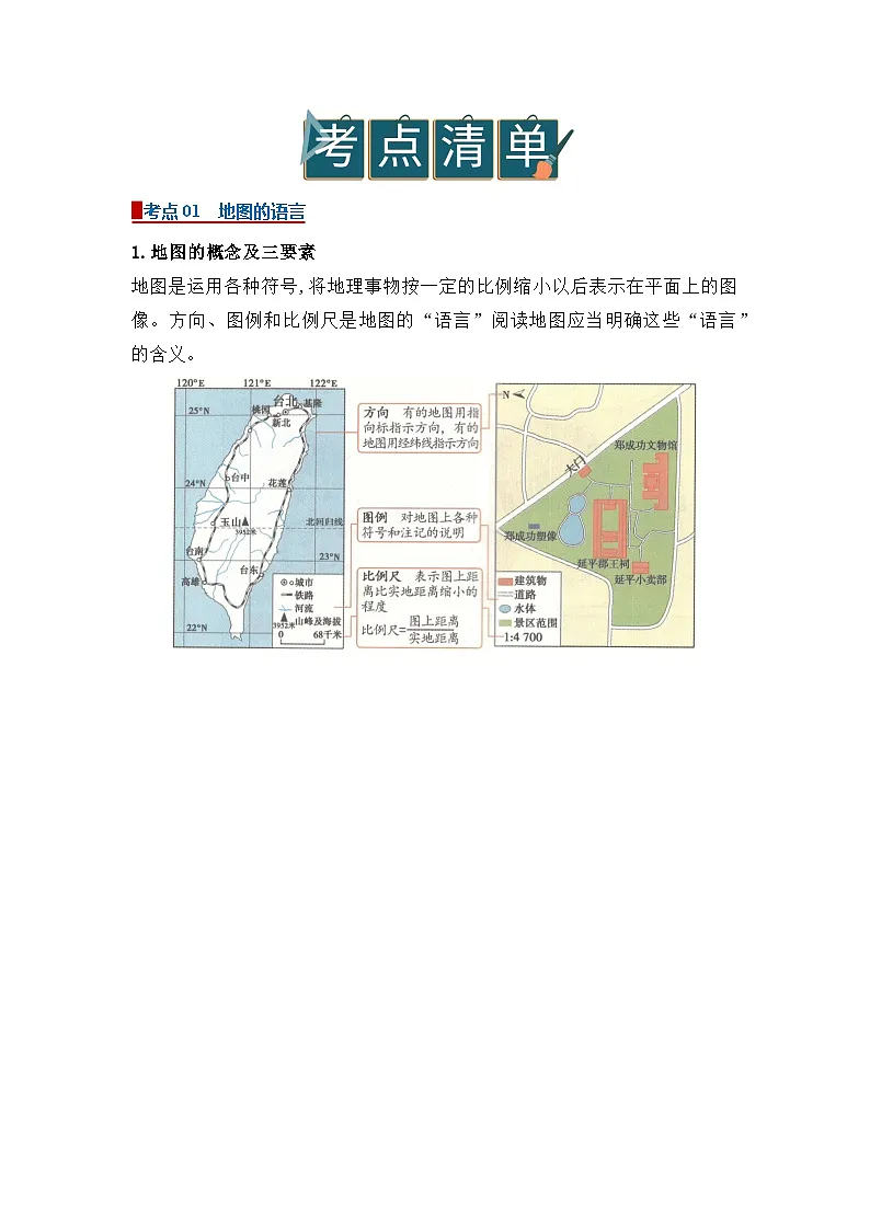 专题02 地图（word）2025-2026学年七年级上初中地理人教版2024期末复习学案知识点+习题（原卷版）第2页