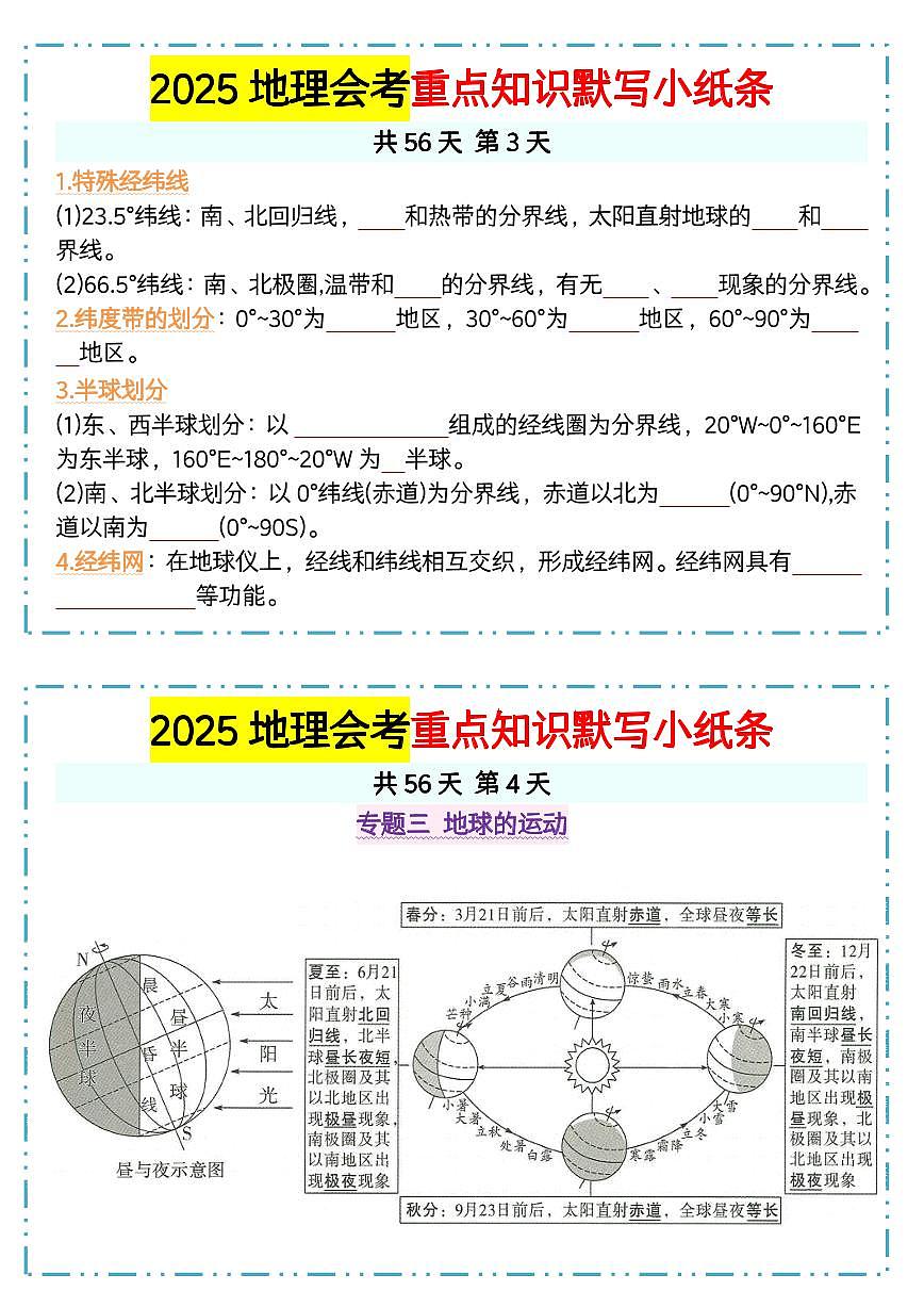 2025初中地理会考重点知识点默写小纸条含答案第2页