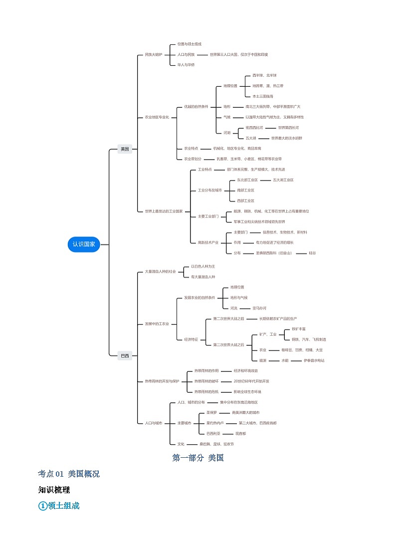 中考地理一轮复习16 美国和巴西（讲义）第2页