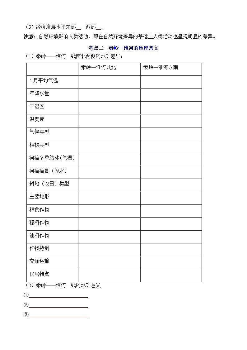 中考地理第一轮专项练习专题12 我国的地理差异第2页
