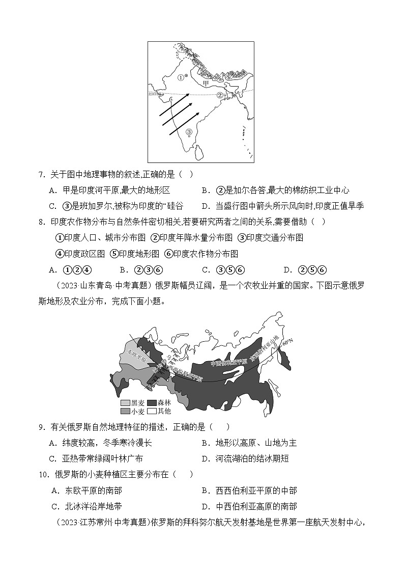中考地理第一轮复习知识点专题04 世界区域地理之国家篇第3页