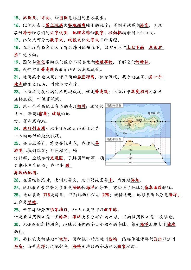 2024版七年级上册地理期末全册重点知识点汇总第2页