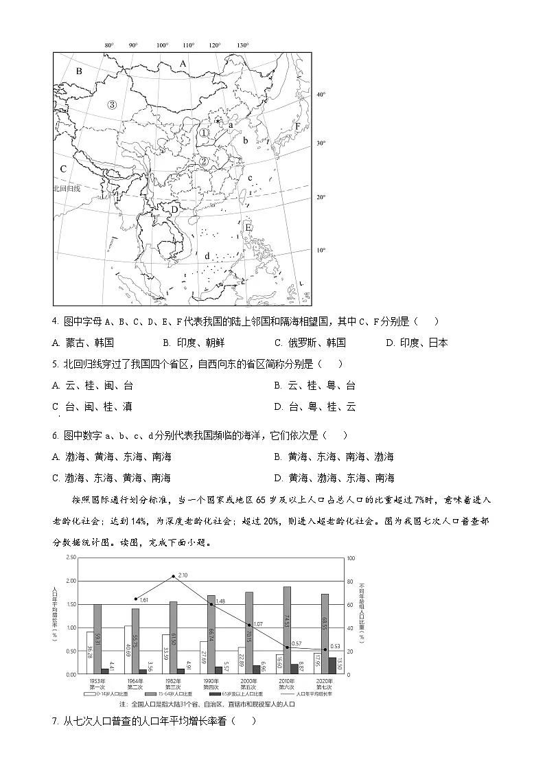 甘肃省定西市临洮县八年级上学期期中教学评估测试地理试题（原卷版）-A4第2页