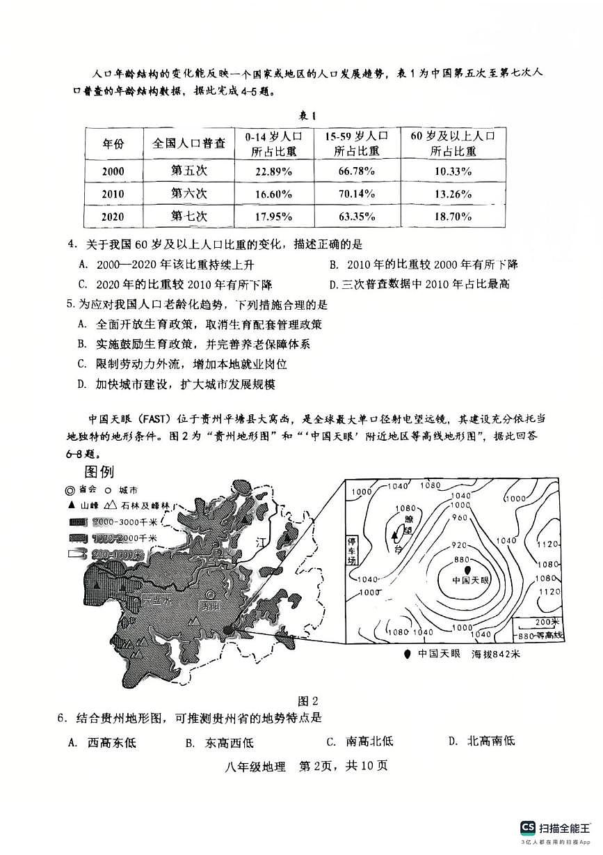 广东省广州市花都区2025-2026学年八年级上学期期末考试地理试题第2页
