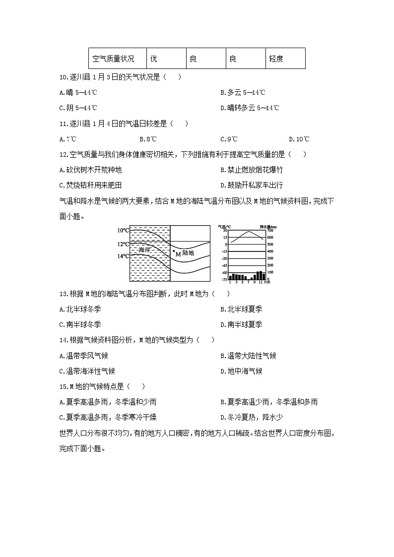 2024-2025学年江西省吉安市遂川县七年级上学期期末地理试卷（学生版）第3页