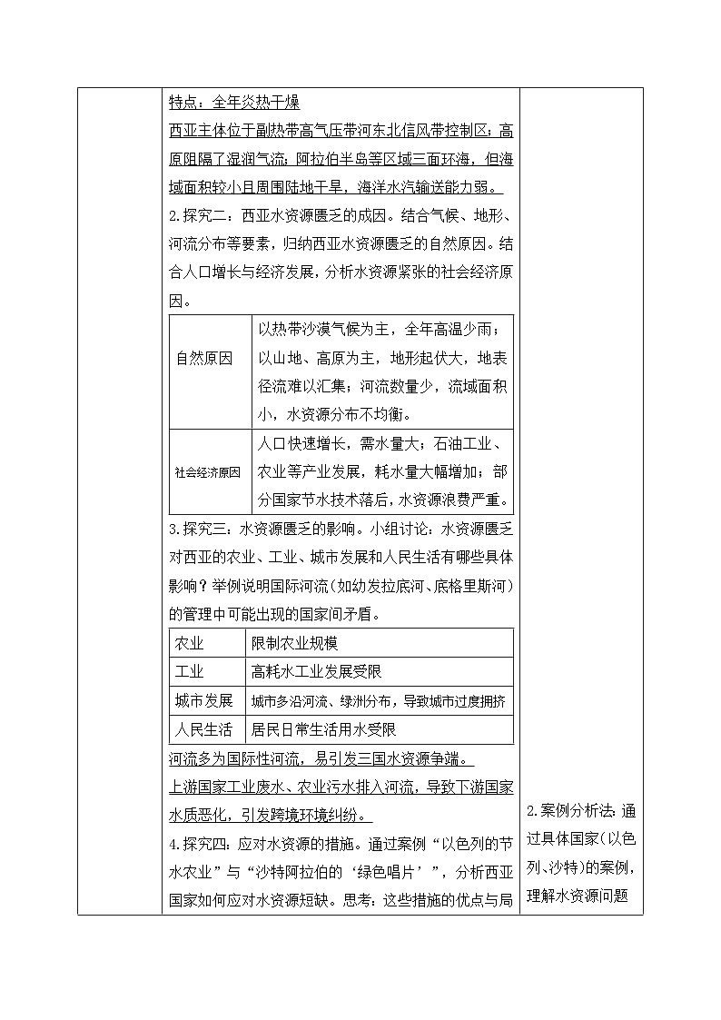 9.1.2西亚【导学案】（第2课时）教师版——新教材人教版初一地理下册第3页