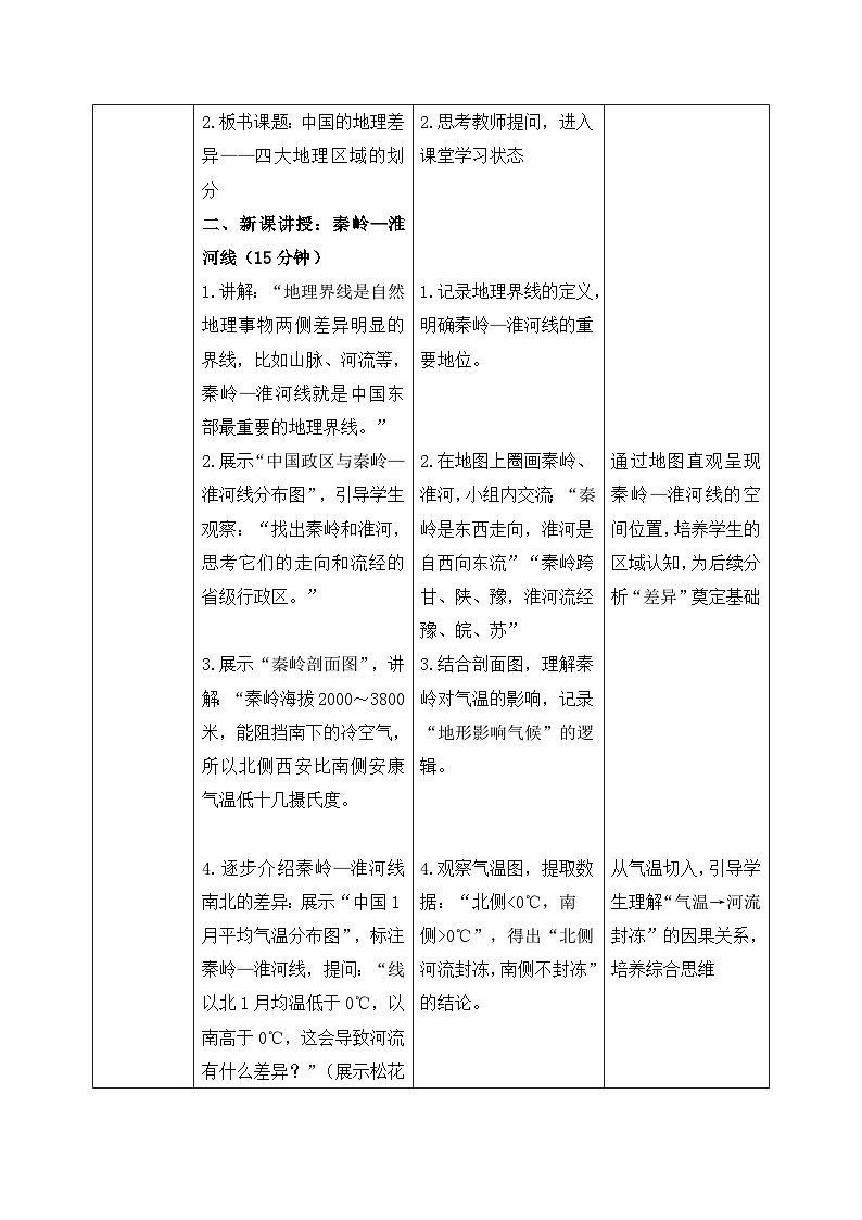5.1【教学设计】四大地理区域的划分—— 2026年新教材湘教版初二地理下册第2页