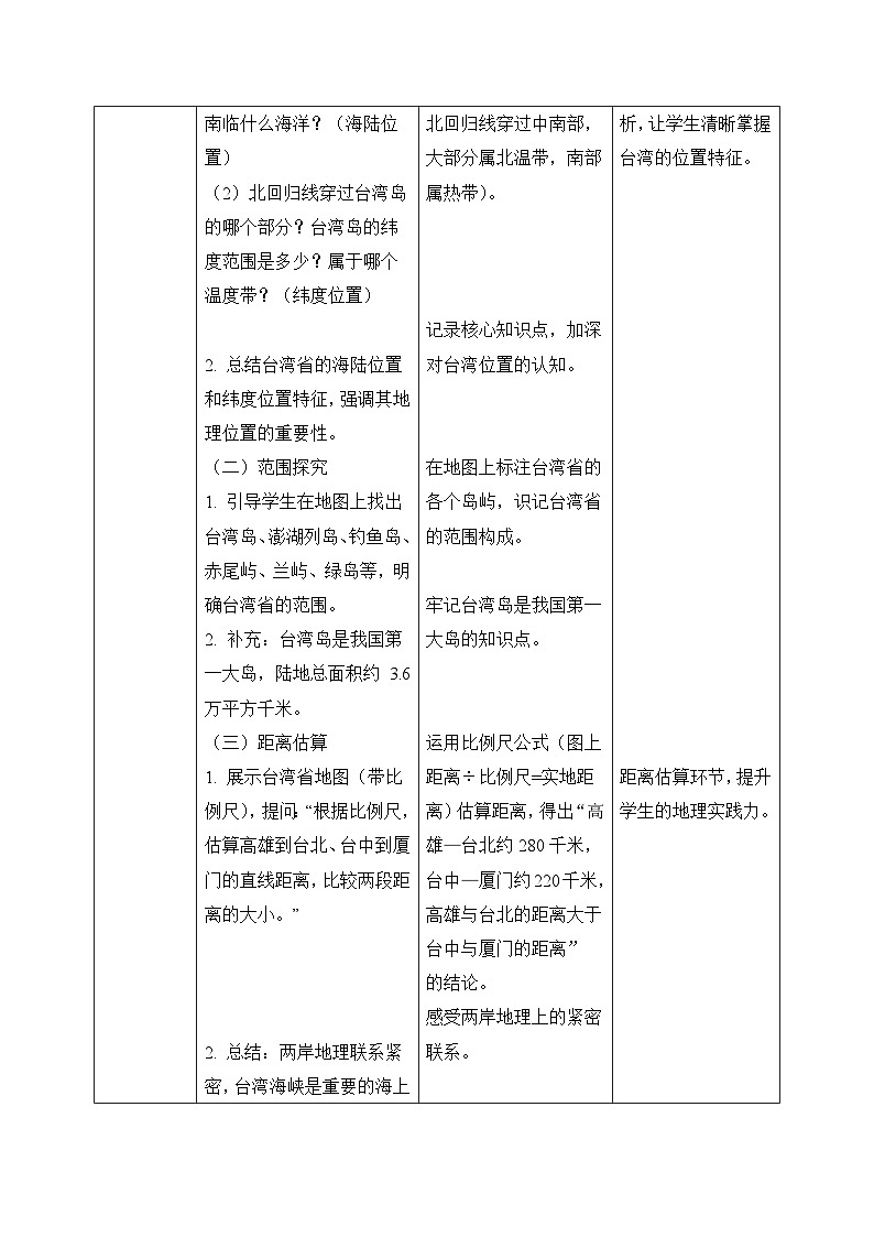 8.2.1【教学设计】台湾省的自然环境与经济发展—— 2026年新教材湘教版初二地理下册第3页