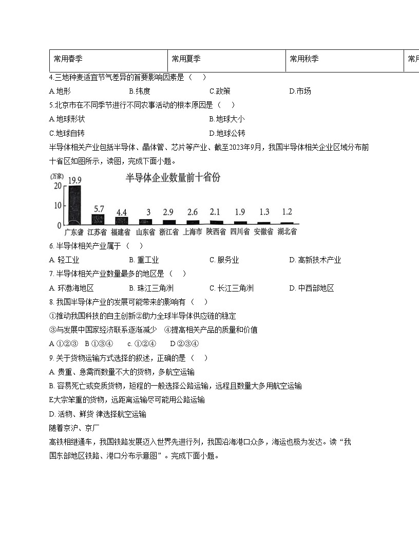 河南省南阳市南召县2025_2026学年八年级上学期12月月考地理试题（文字版，含答案）第2页