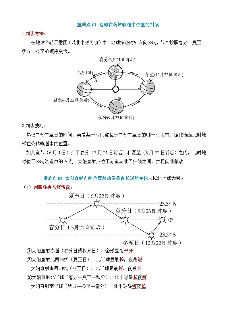 中考地理第二轮专项练习专题03 地球的运动（4大重难点）含答案第2页