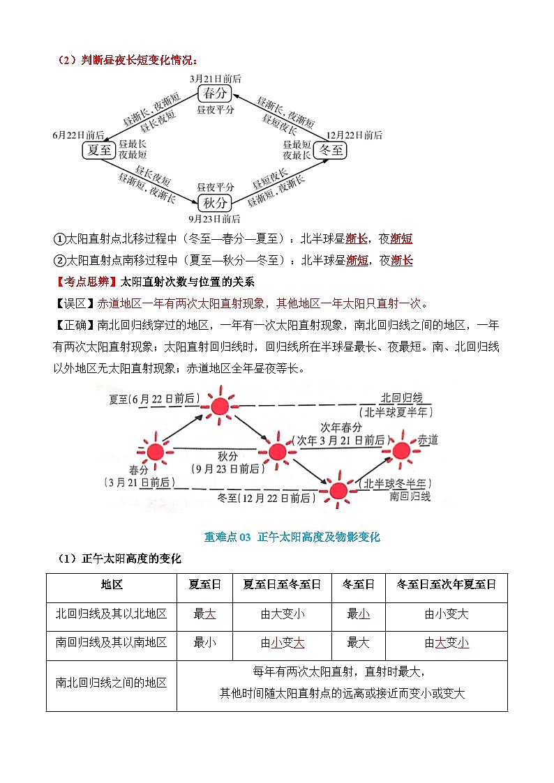 中考地理第二轮专项练习专题03 地球的运动（4大重难点）含答案第3页