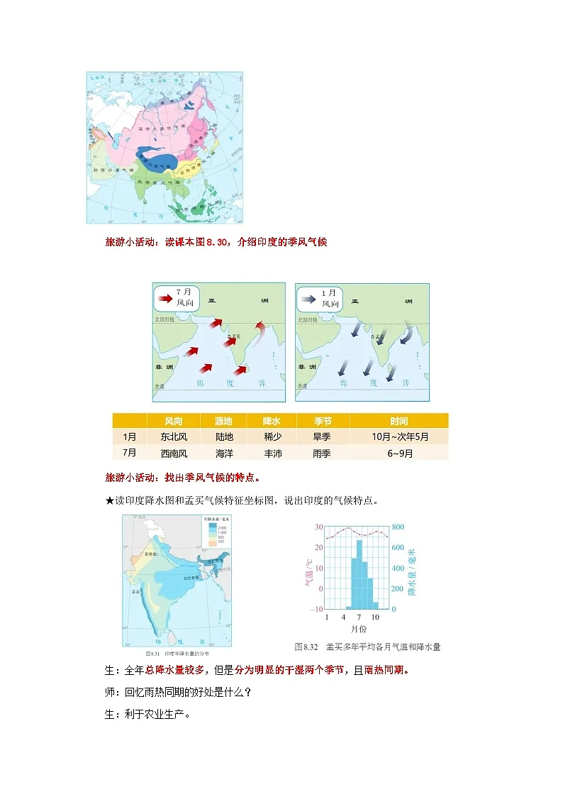 8.3.2 印度（第2课时 气候与粮食生产、服务外包行业）（教学设计）初中地理人教版（2024）七年级下册第3页