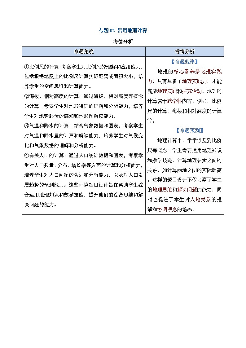 专题02 常用地理计算（讲义）第1页