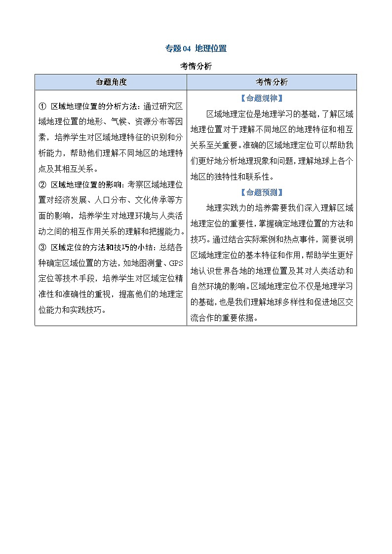 专题04 地理位置（讲义）第1页