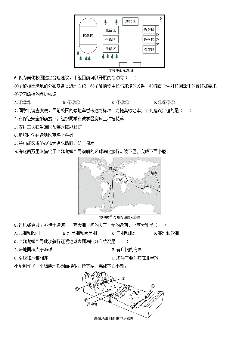 2025-2026学年辽宁省沈阳市于洪区七年级上学期期末地理试卷（学生版）第2页