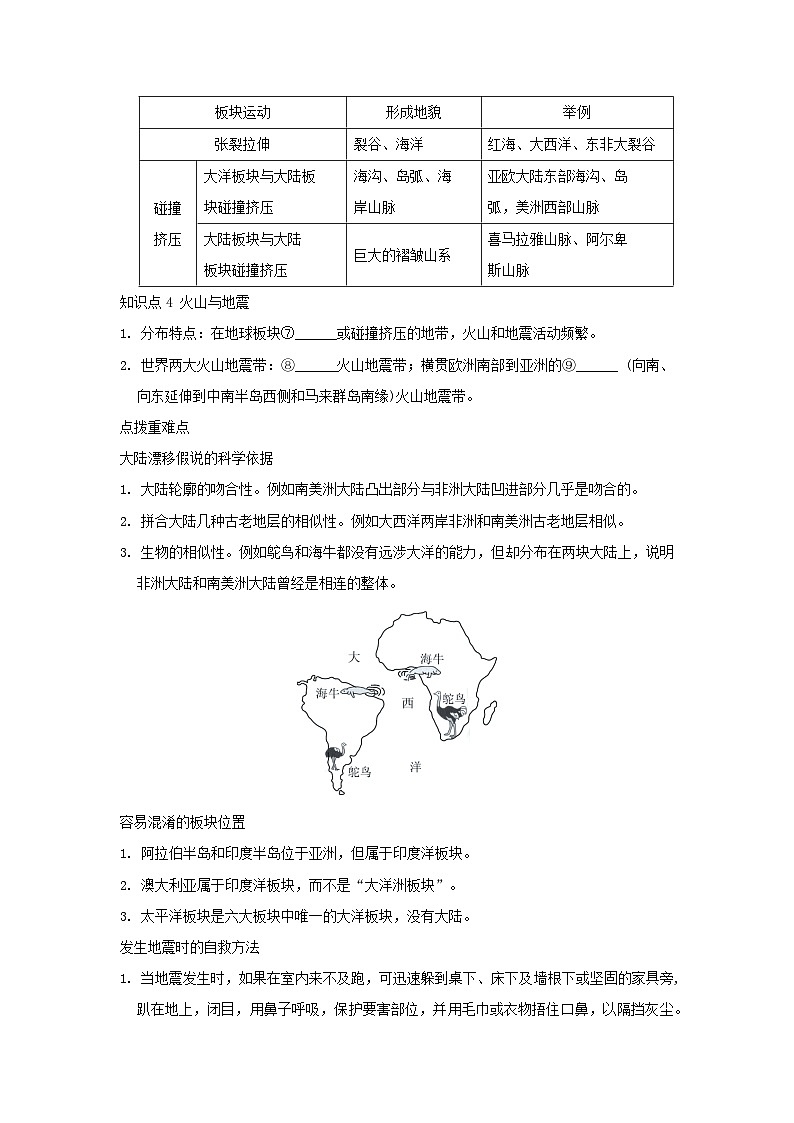 2025七年级地理上册第三章地球的面貌第三节海陆变迁重难点训练题（含答案）新版湘教版第2页