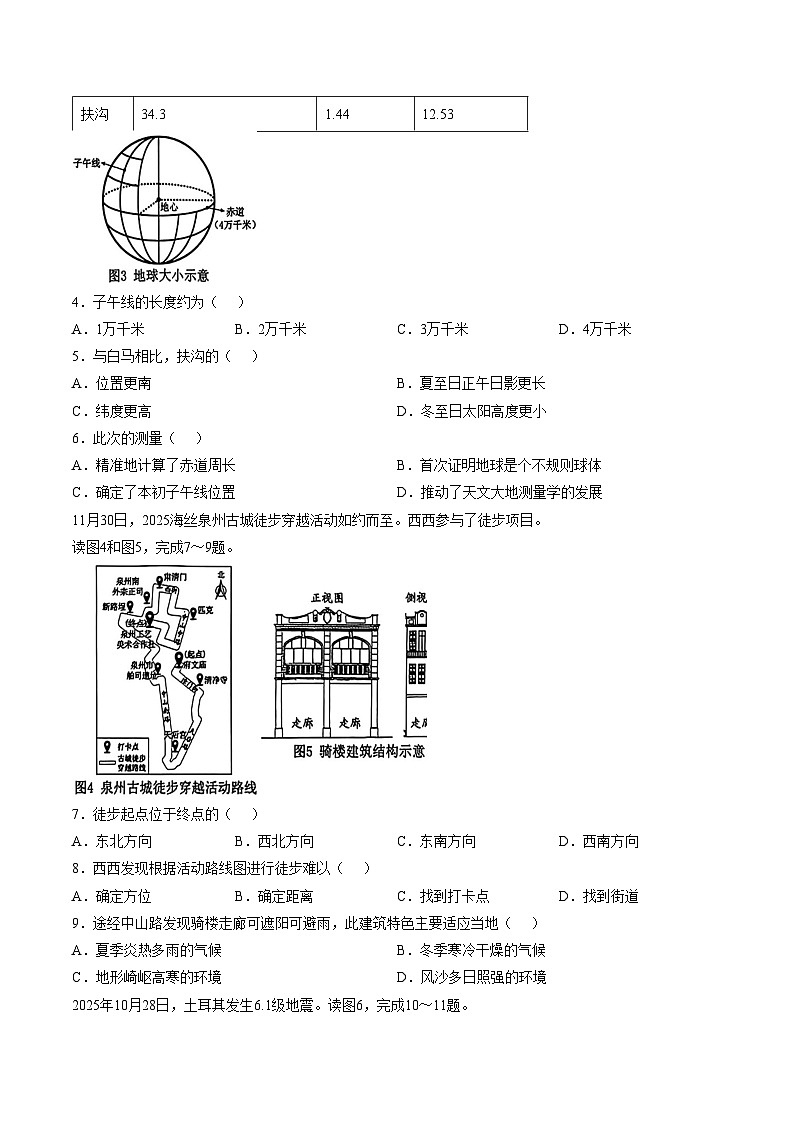 福建省泉州市洛江区2025_2026学年七年级上学期学科质量检测地理试卷（文字版，含答案）第2页