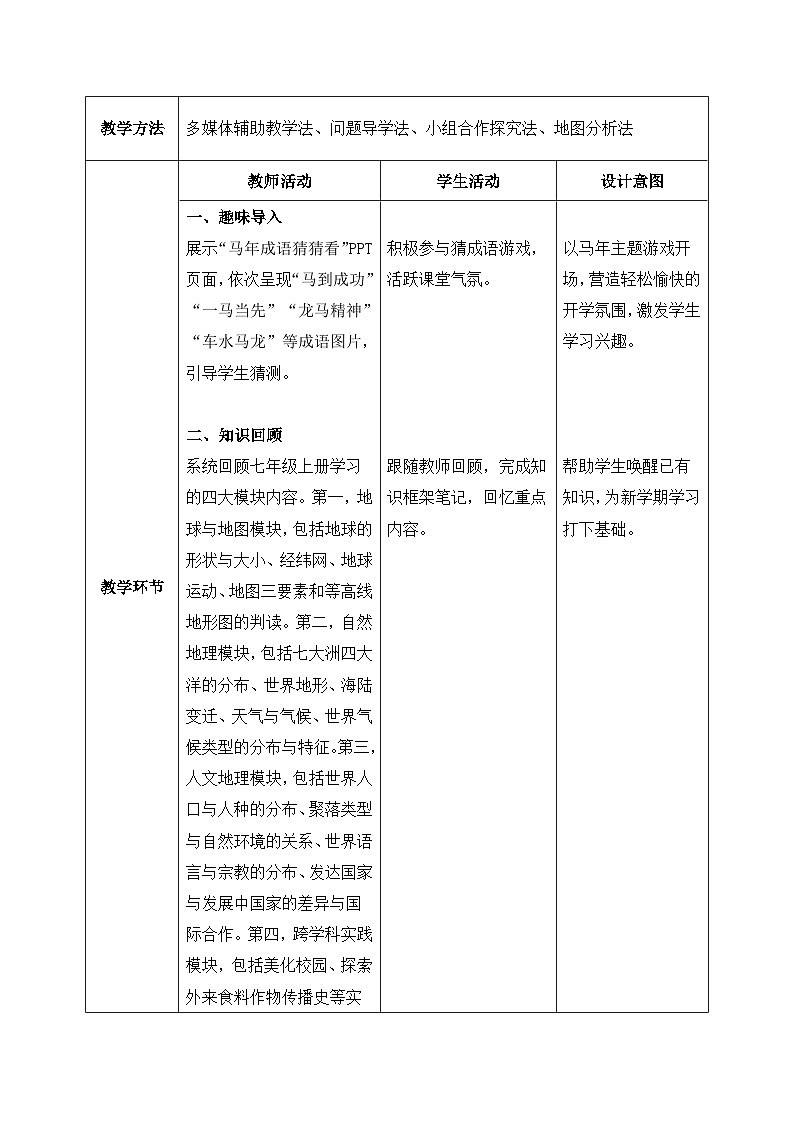 2026人教版八七年级下册地理开学第一课【教学设计】第2页