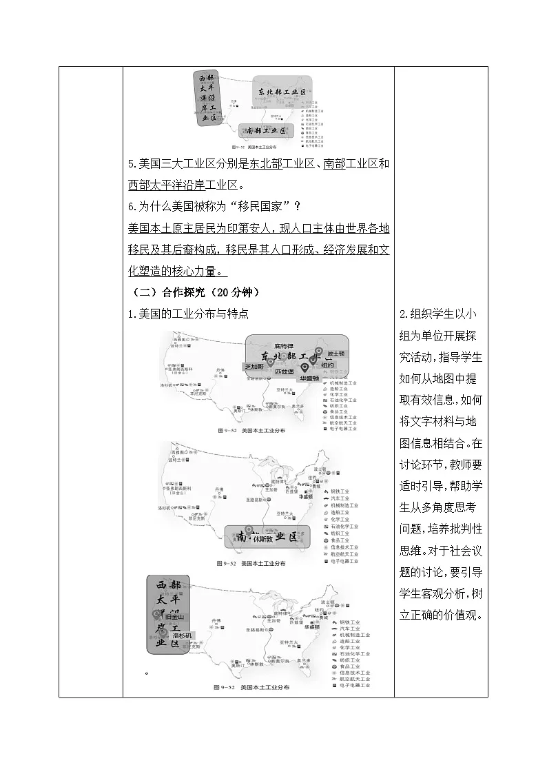9.5.2美国【导学案】（第二课时——工业、人口和城市）教师版——2025新教材湘教版初一地理下册pptx第2页