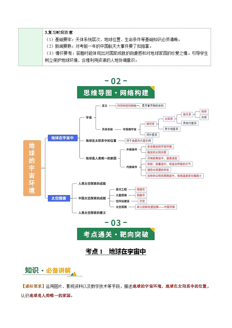 专题01 地球的宇宙环境（讲义）（原卷版）第3页