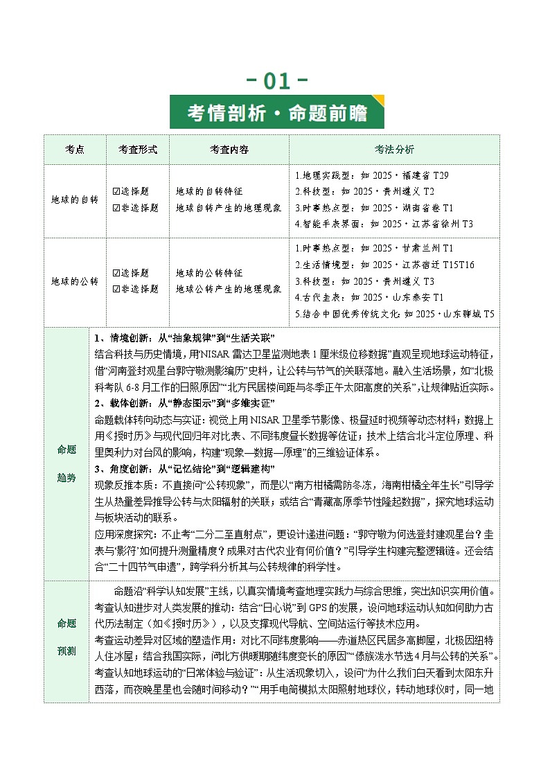 专题03 地球的运动（讲义）（解析版）第2页