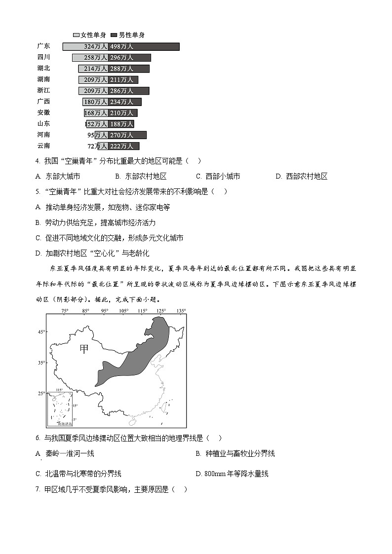 广东省湛江市廉江市2025-2026学年八年级上学期期末地理试题（试卷+解析）第2页
