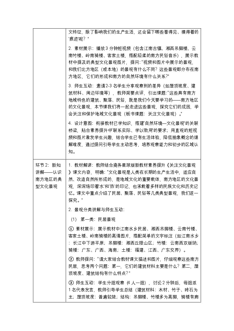 第七章《素养提升 关注文化景观》教案-2025-2026学年商务星球版（新教材）初中地理八年级下册第2页