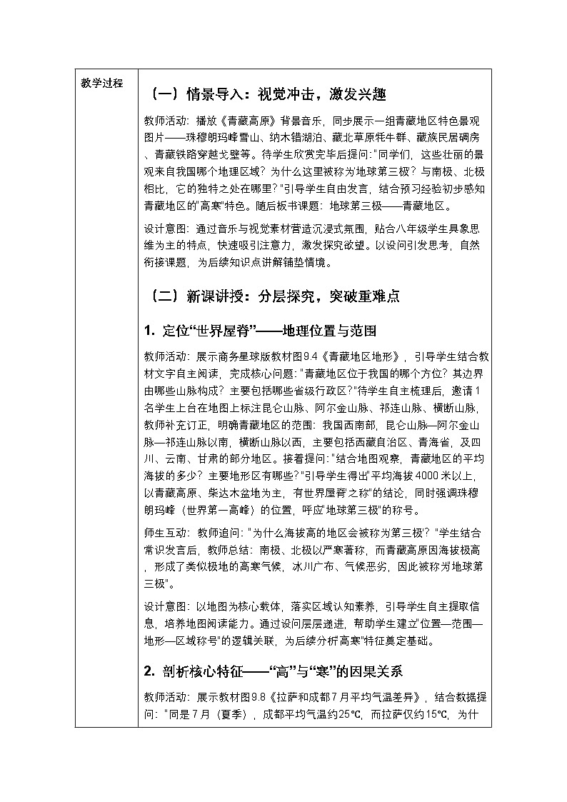 第九章第一节《地球第三极》教案-2025-2026学年商务星球版（新教材）初中地理八年级下册第2页