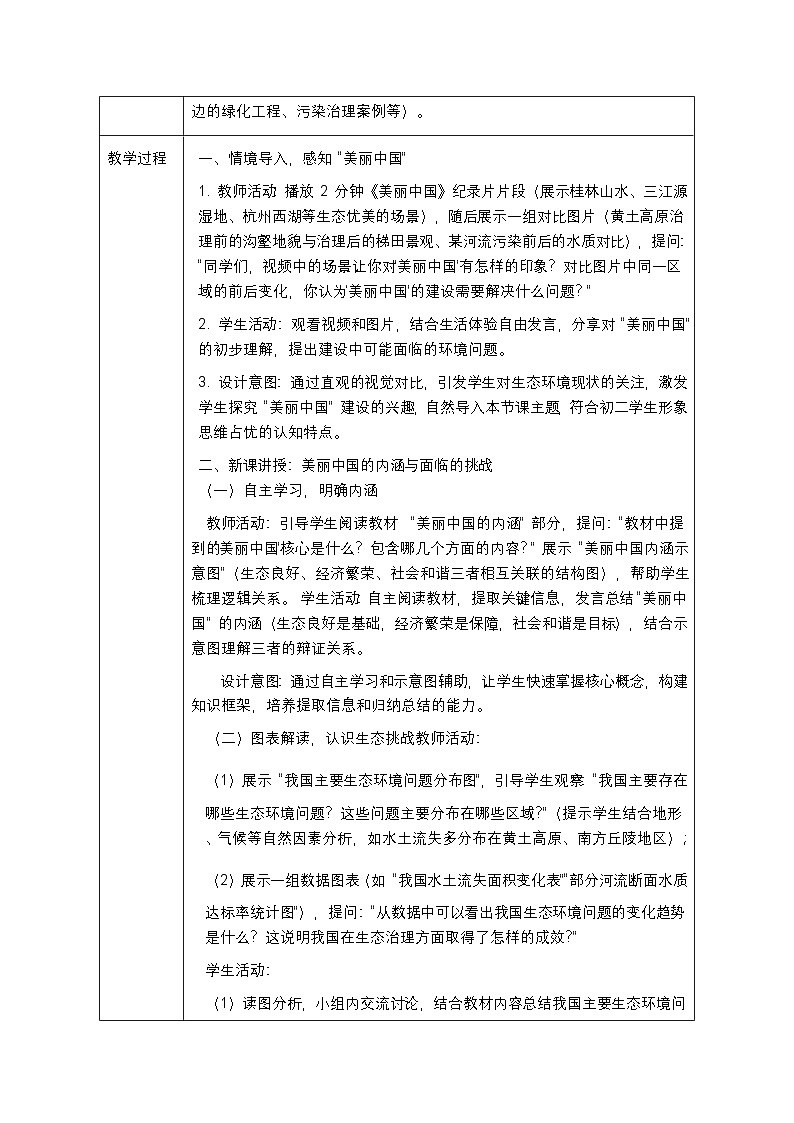 第十章《主题学习 建设美丽中国》教案-2025-2026学年商务星球版（新教材）初中地理八年级下册第2页
