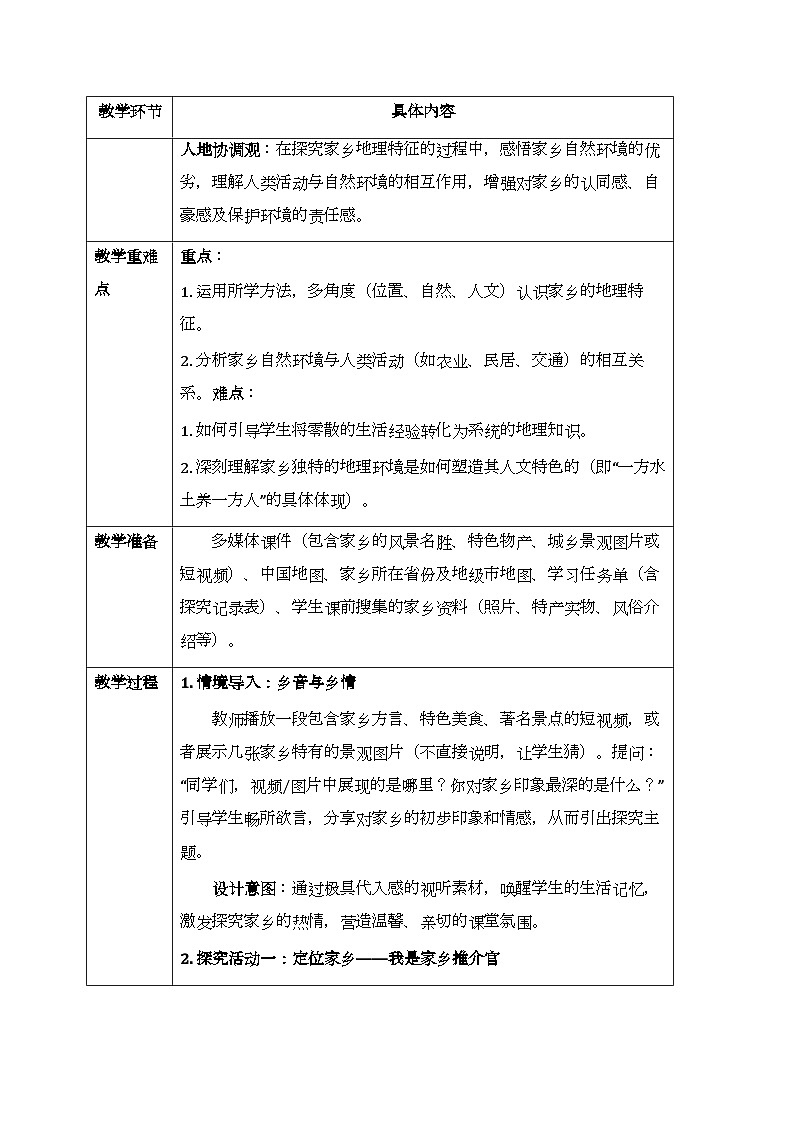 第六章探究与实践《认识家乡的地理特征》教案-2025-2026学年湘教版（新教材）初中地理八年级下册第2页