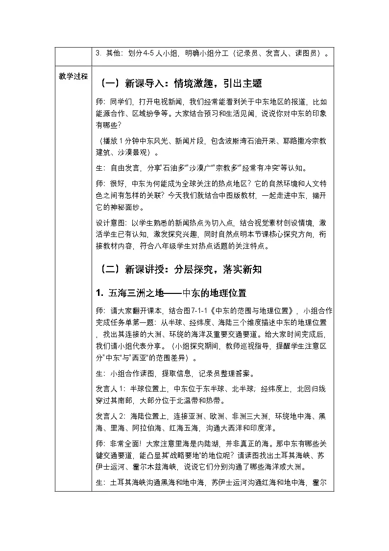 第七章第二节《中东》教案-2025-2026学年中图版（新教材）初中地理八年级下册第2页