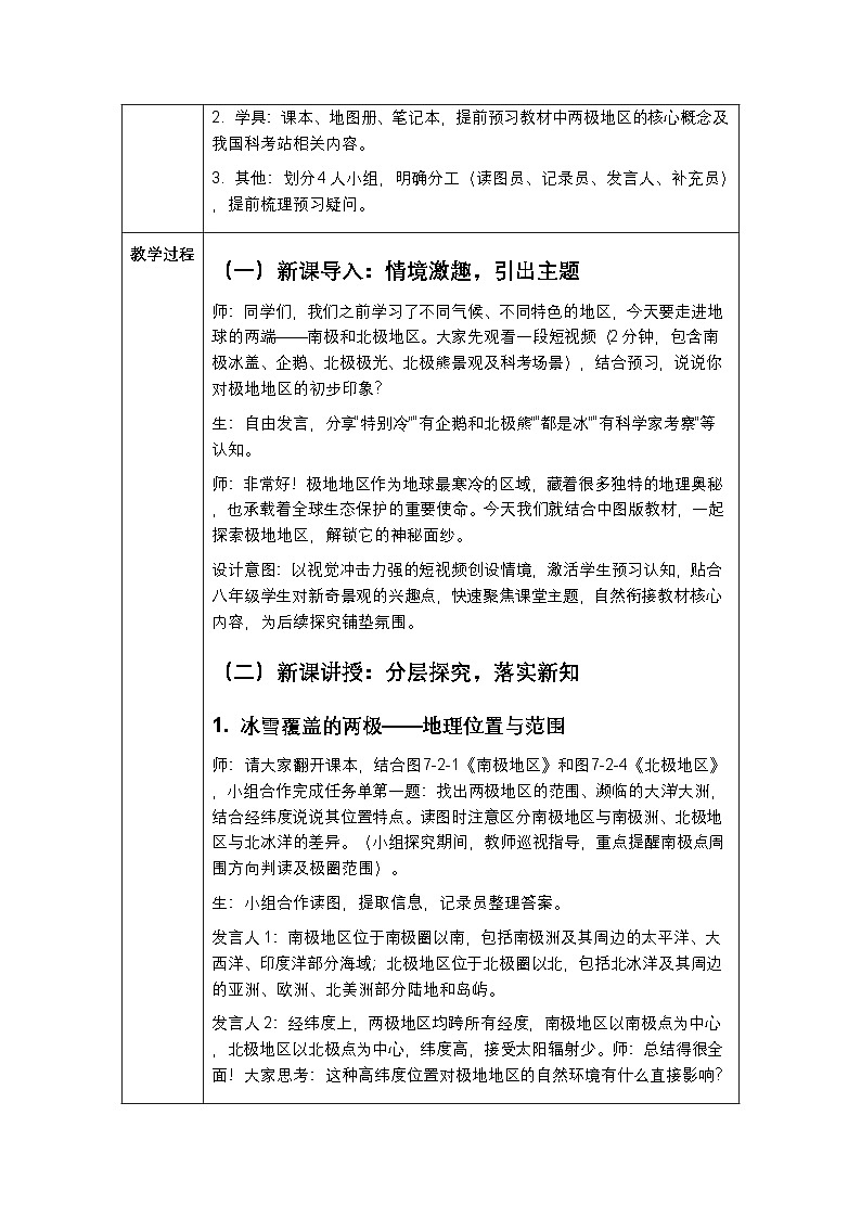 第七章第五节《极地地区》教案-2025-2026学年中图版（新教材）初中地理八年级下册第2页