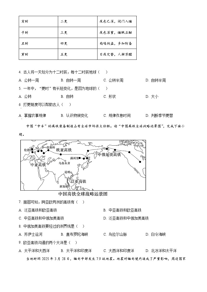 广东省茂名市化州市2025—2026学年七年级上学期期末地理试题（试卷+解析）第2页
