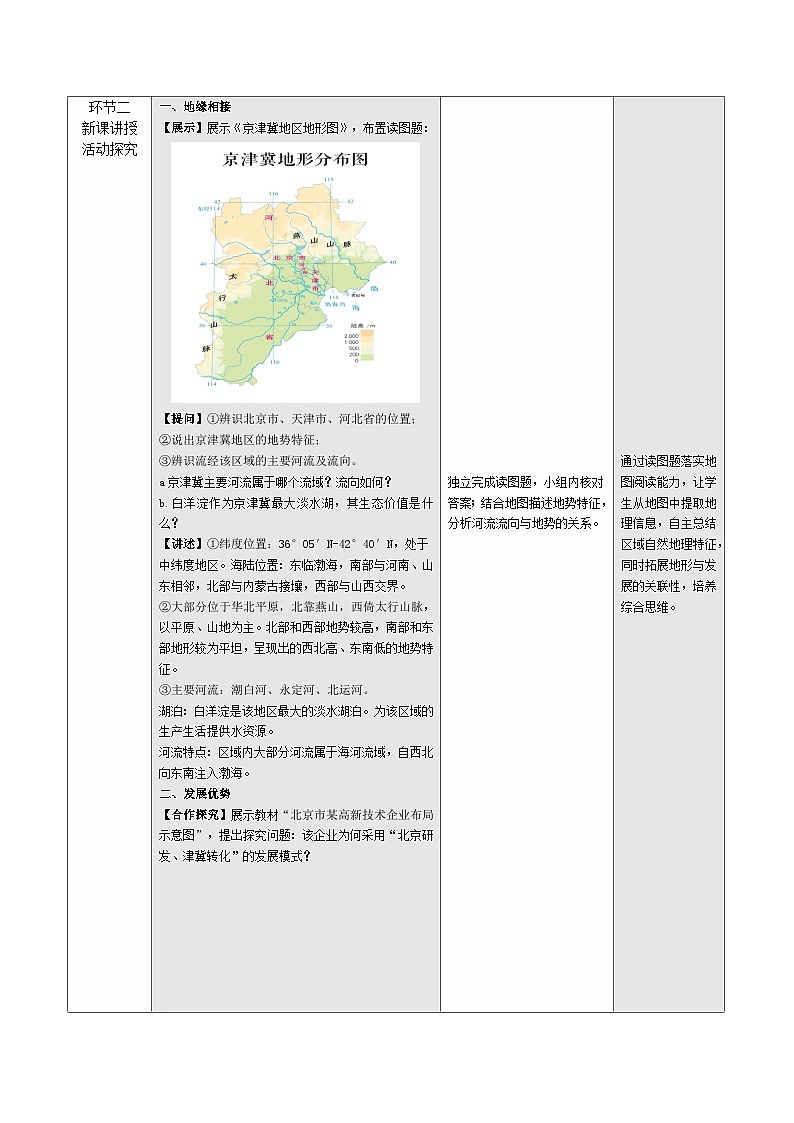 10.2 京津冀协同发展（教学设计）地理新教材商务星球版八年级下册第2页