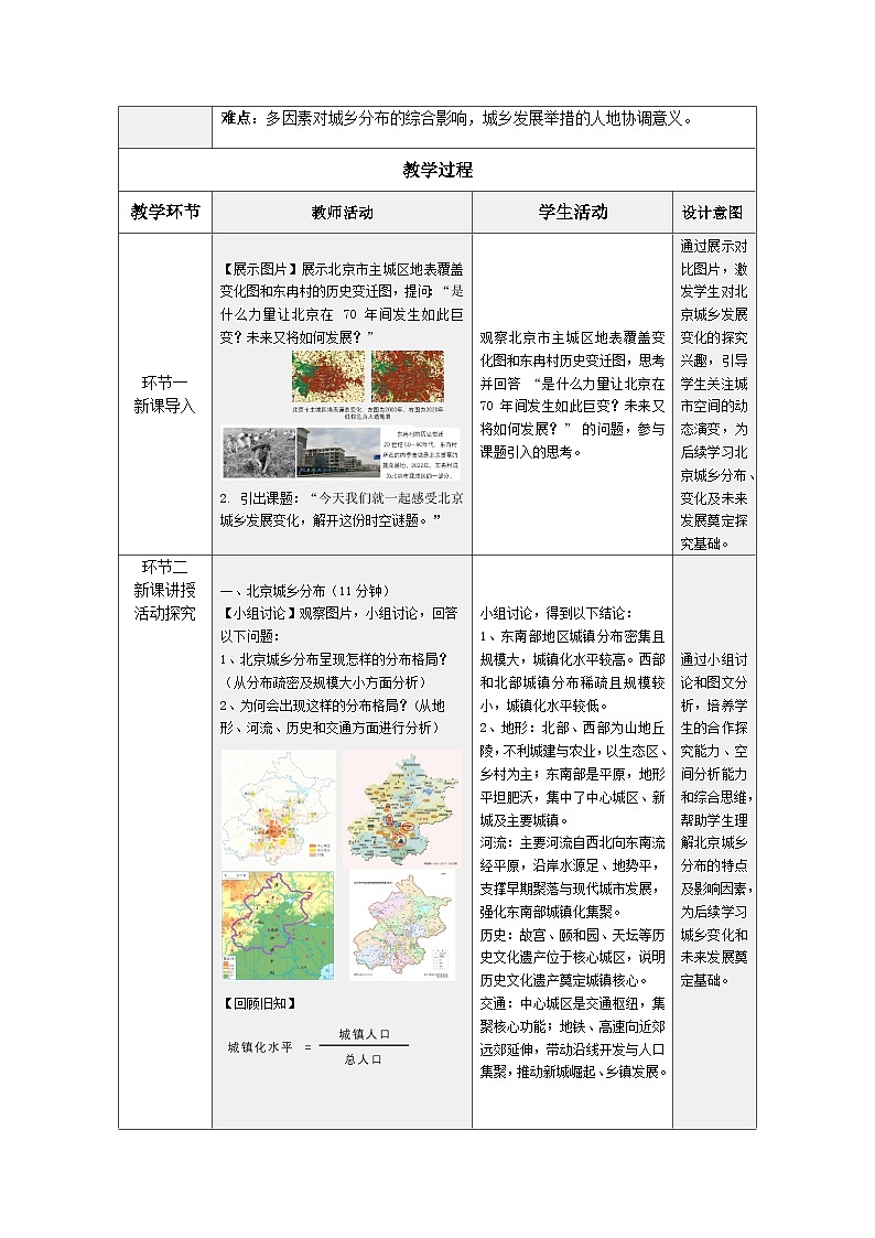 5.2 感受北京城乡发展变化（教学设计）晋教版地理八年级下册第2页