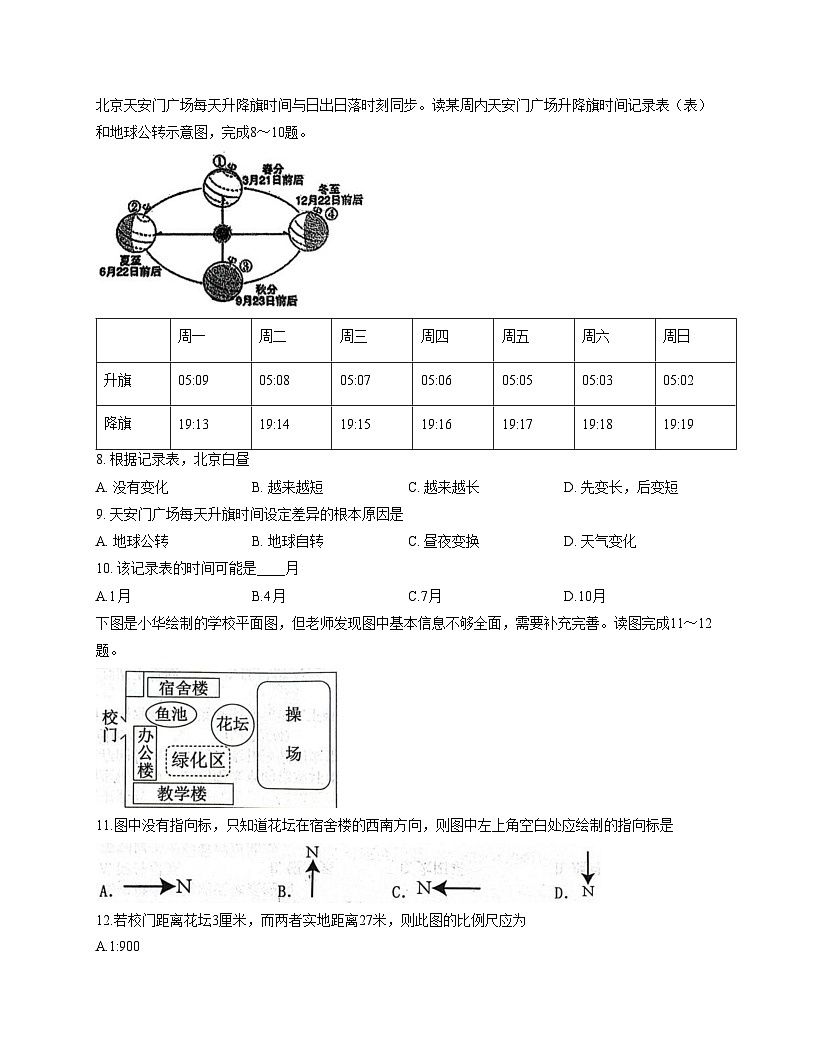 山东省日照市莒县2025_2026学年七年级上学期期中地理试题（文字版，含答案）第3页