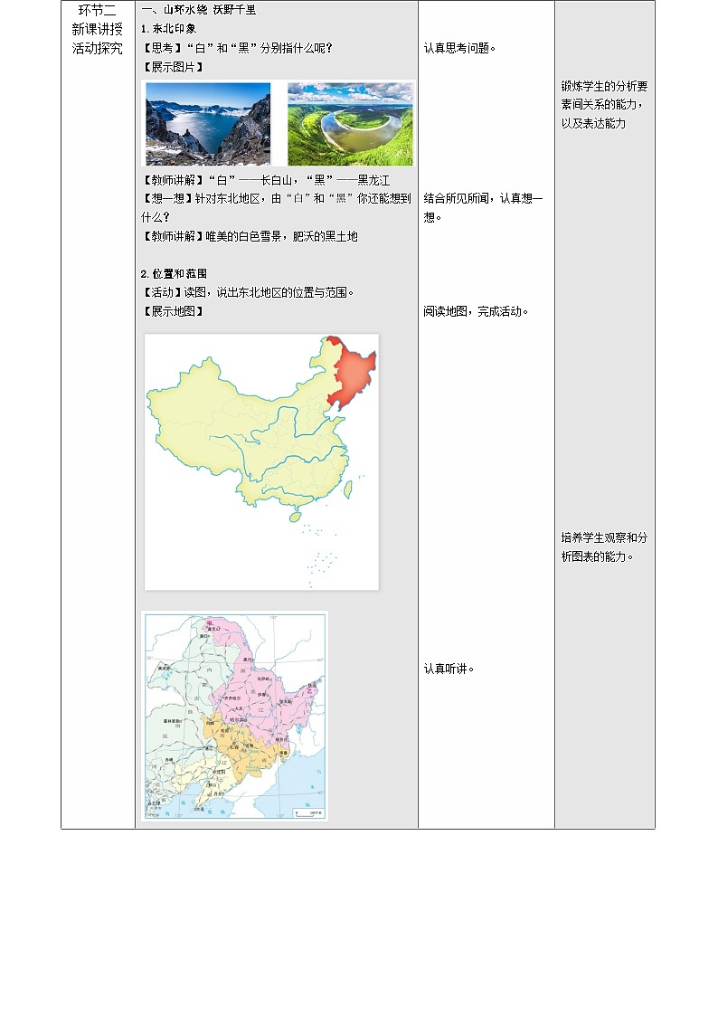 人教版2024初中地理八下 7-2《“白山黑水”——东北三省（第1课时）》 教学设计第2页
