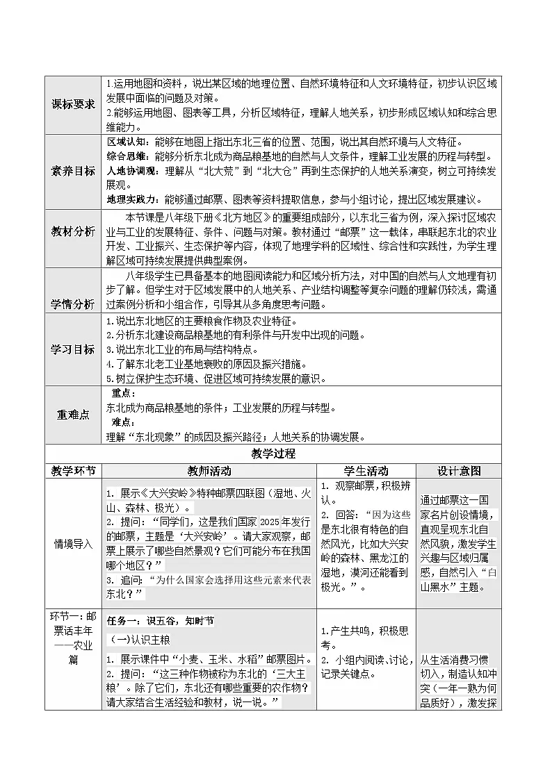 人教版2024初中地理八下 7-2《“白山黑水”——东北三省（第2课时）》教学设计第1页