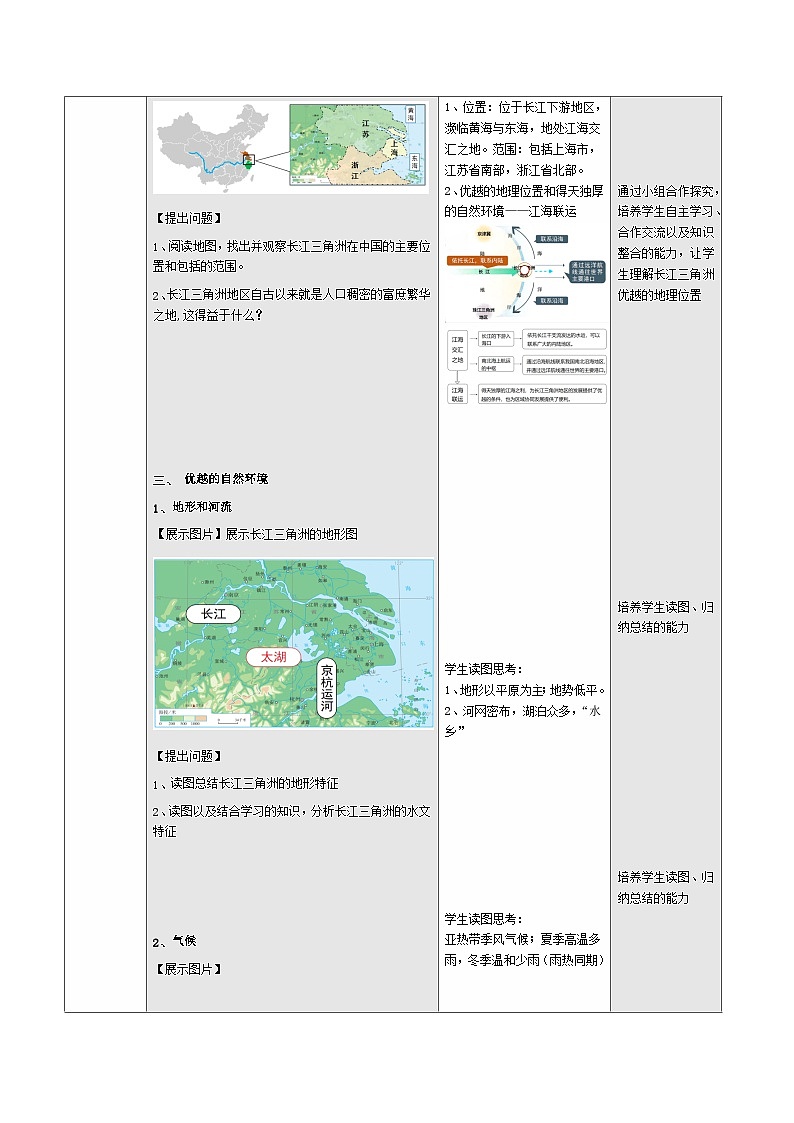 人教版2024初中地理八下8-2《“鱼米之乡”——长江三角洲地区》教学设计第3页